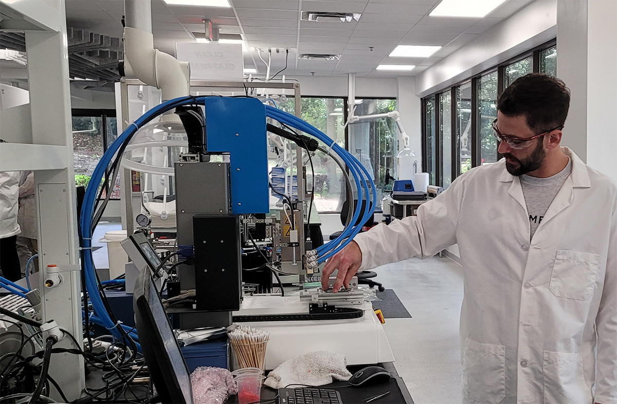 Chemence Employee testing Nordson Dispense equipment